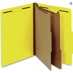 Universal Pressboard Classification Folders, Letter, Six-Section, Yellow, 10/Box